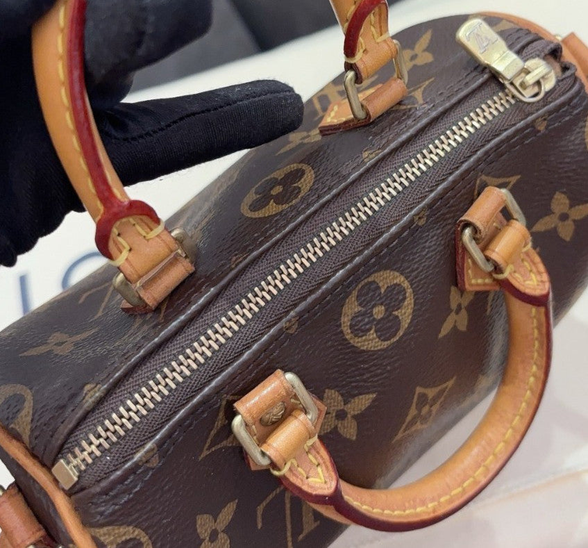 Louis Vuitton Speedy Nano Monogram Crossbody Brown Women Classic Designer