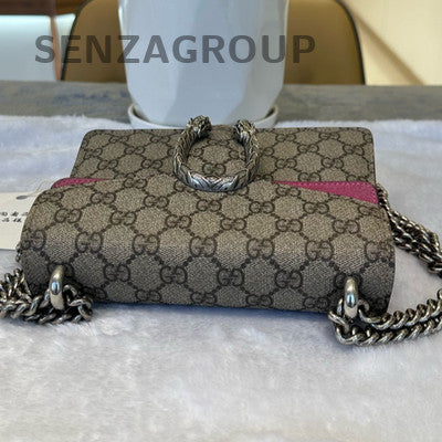 Gucci Dionysus Small GG Supreme Shoulder Bag Pink Silver