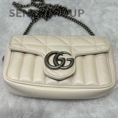 Gucci GG Marmont Mini Chain Shoulder Bag Silver Women's Classic