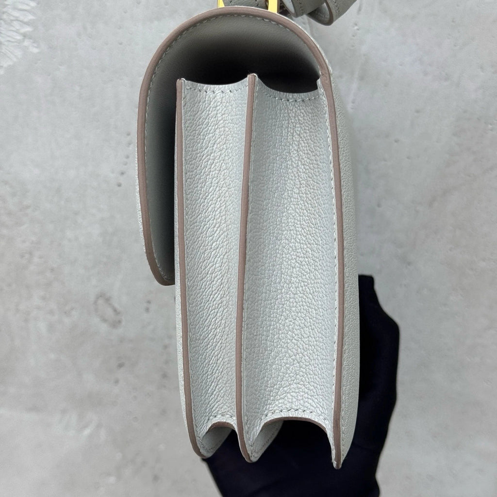 Hermes Constance19 Goat Leather Shoulder Bag For Women Gray Gold Hardware