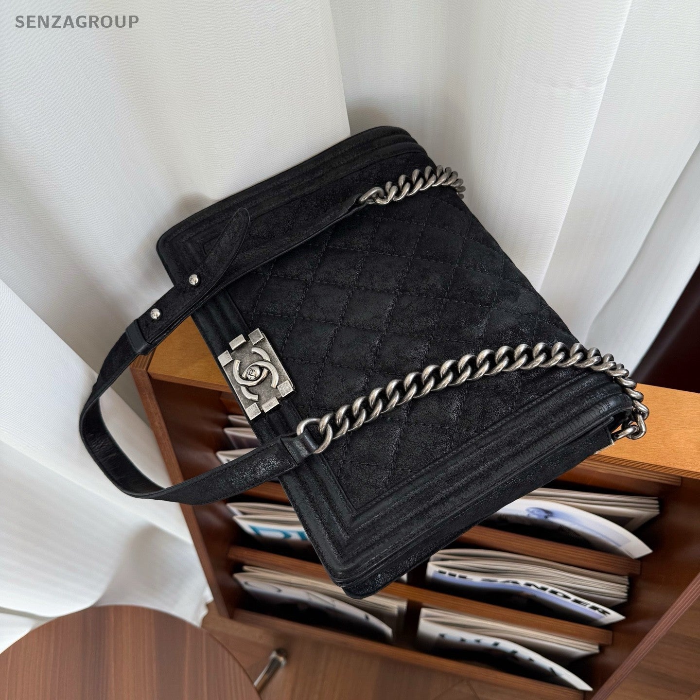 CHANEL Leboy GM CC Chain Shoulder bag Black Silver Women