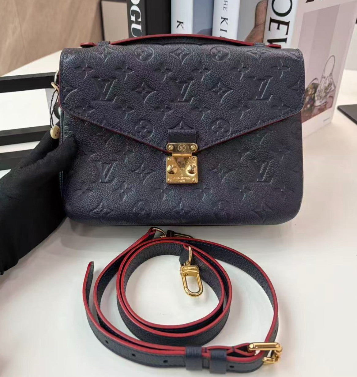 Louis Vuitton Monogram Empreinte Blue Leather Pochette Métis Handbag Crossbody