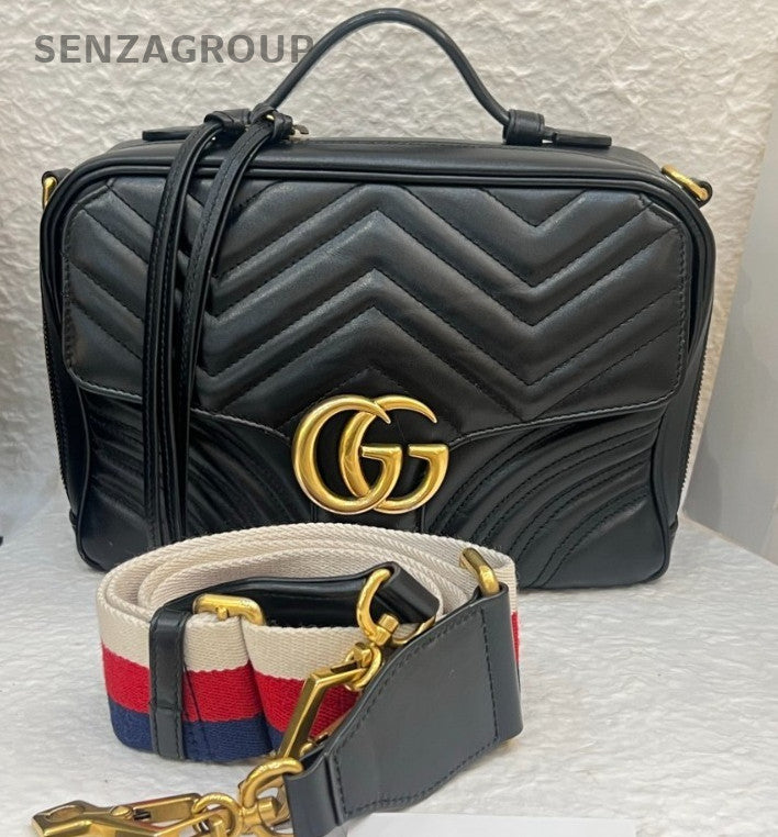 Gucci marmont MM Messenger Top Handle Shoulder Crossbody Bag Black Women