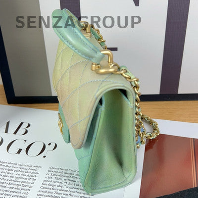 Chanel Quilted Handbag Green Gold Hardware Classic Fashion Women