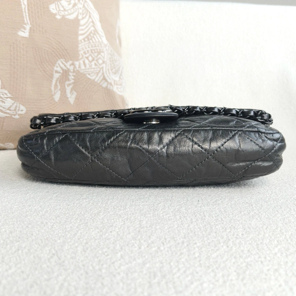Chanel Classic Flap Chain Shoulder Crossbody Gray Silver Women Classic
