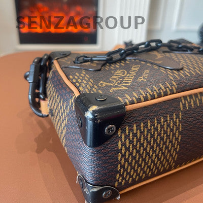 Louis Vuitton Nigo Monogram Soft Trunk Chain Shoulder Bag Brown Black