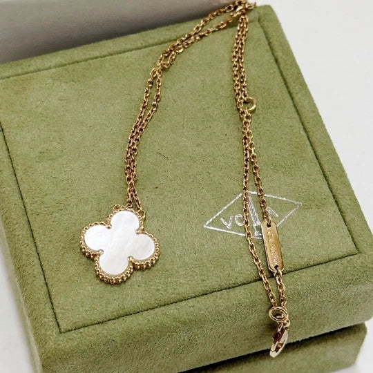 Van Cleef &amp; Arpels VCA Vintage Alhambra Medium Necklace Mother Of Pearl 18k YG