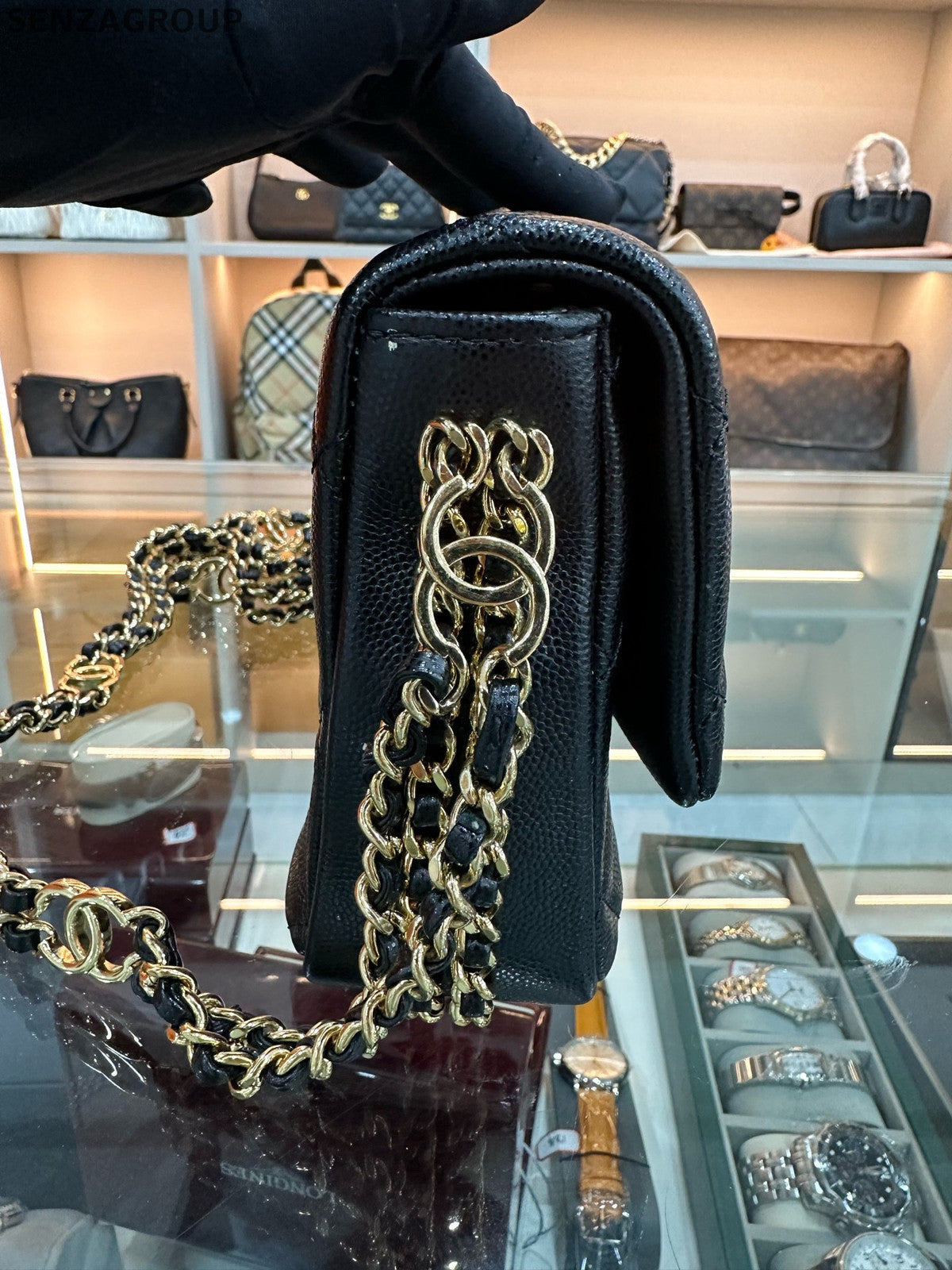 Chanel Quilted Black Square Mini Flap Bag with Gold Hardware