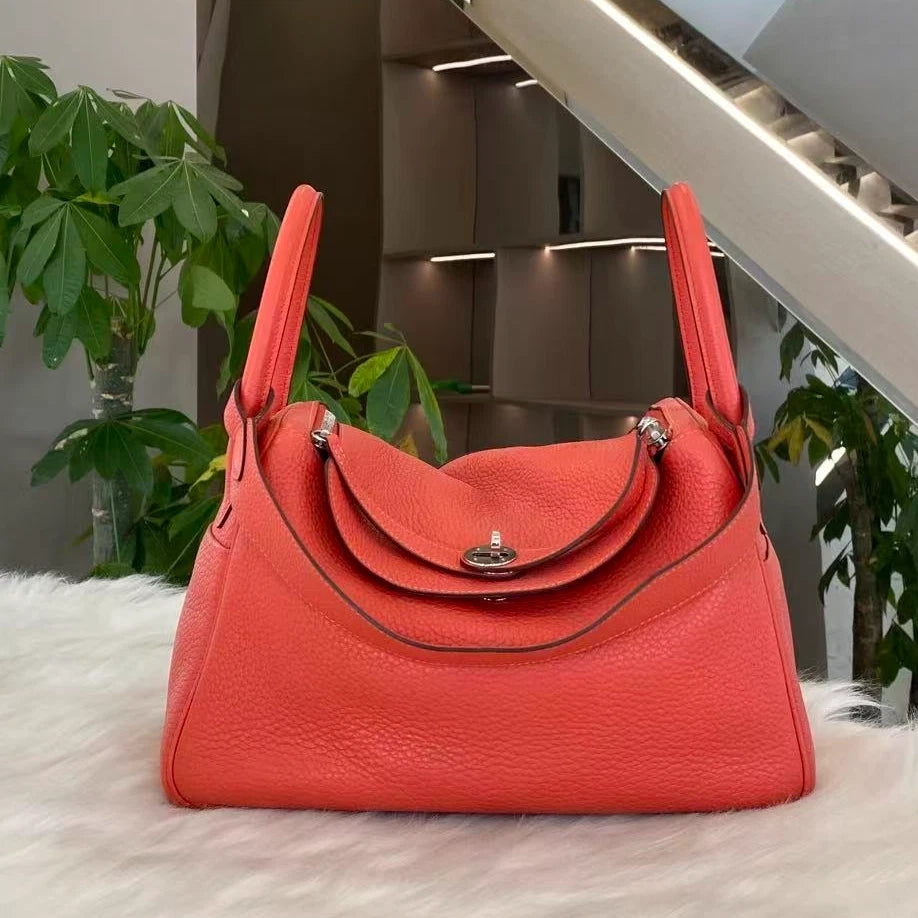 Hermès Lindy 26 Bag Red Silver Shoulder Handbag Classic Women