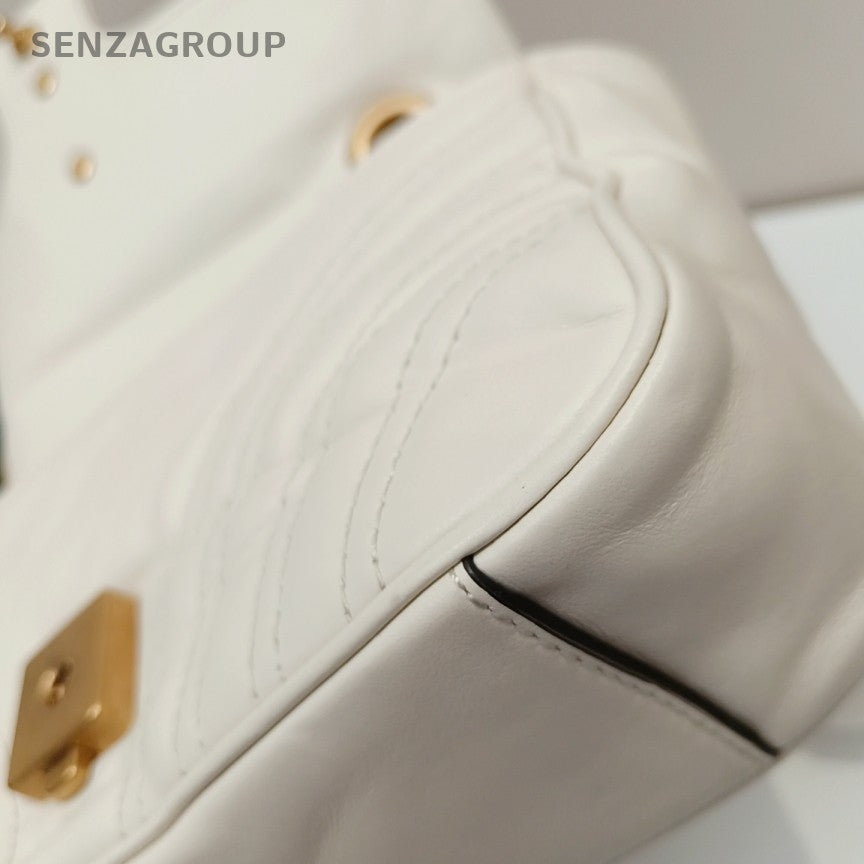 Gucci Marmont22 Chain Shoulder Bag Crossbody White Gold Women Classic Fashion