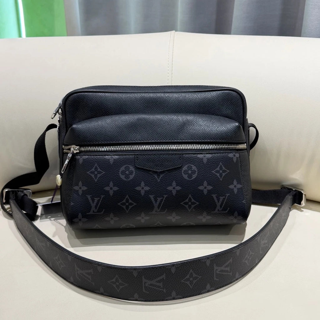 Louis Vuitton Outdoor Monogram Canvas Calfskin Black Shoulder Bag Crossbody SHW