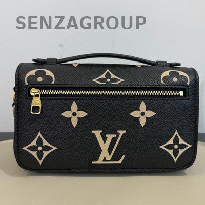 Louis Vuitton Monogram Messenger Bag Black White Chain Strap Women