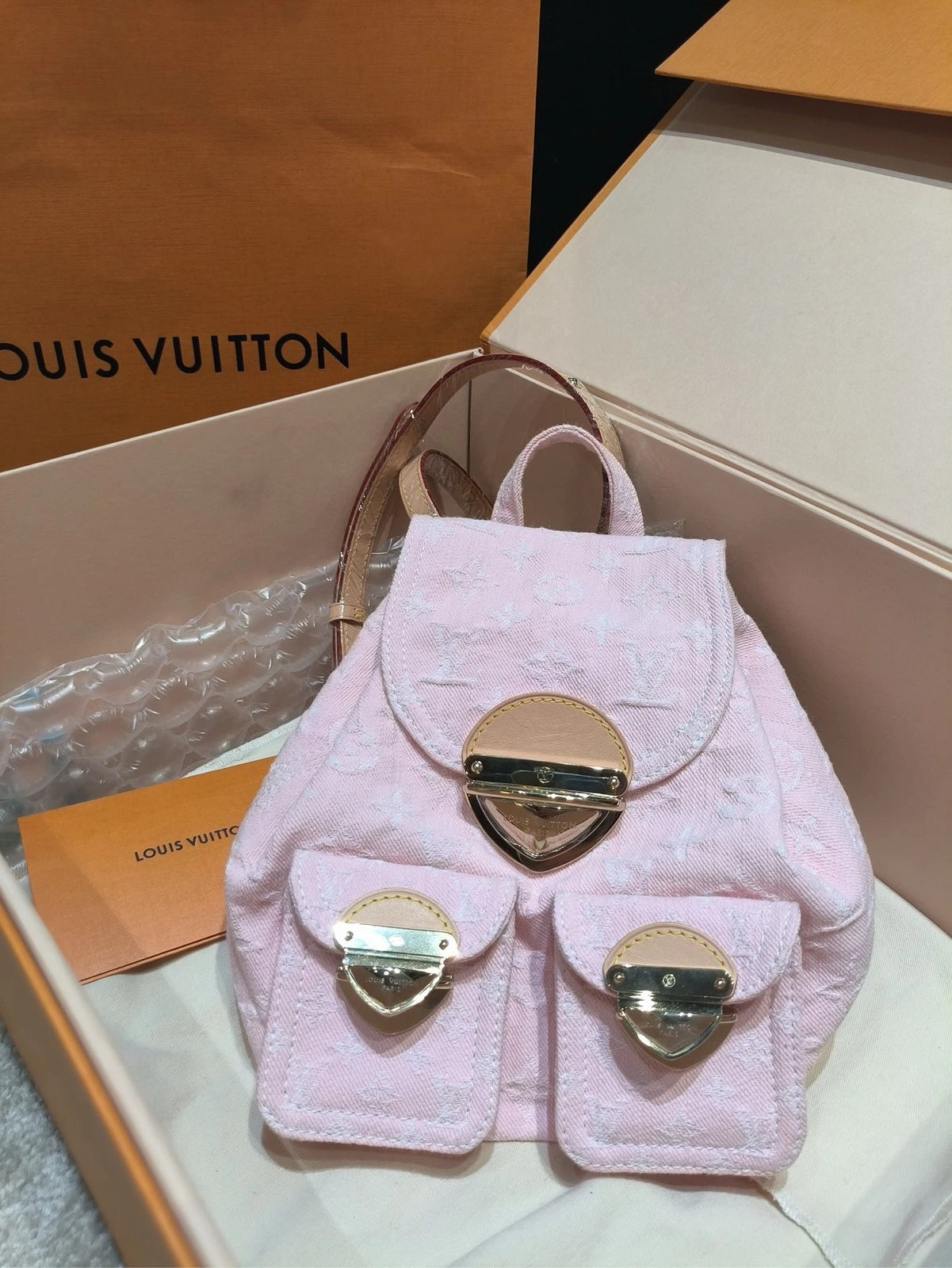 Louis Vuitton Venice Pink Denim Backpack for Women