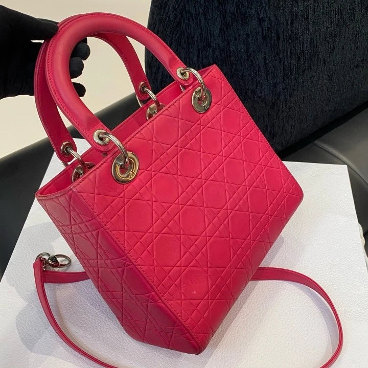 Dior Lady Dior Lambskin Shoulder Bag Crossbody Excellent
