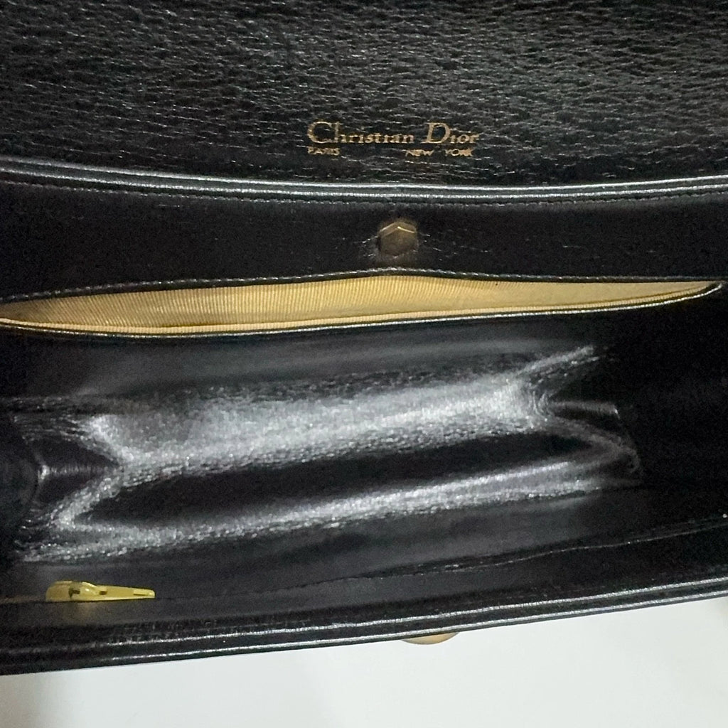 Dior Black Big Logo Calfskin Envelope Shoulder Crossbody Bag for Women