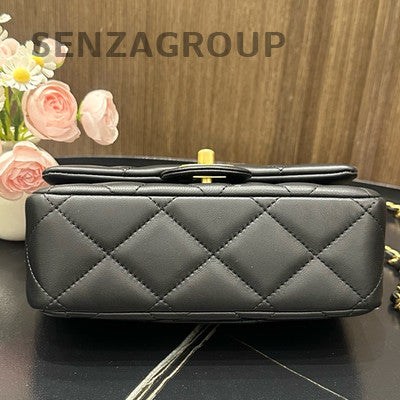 Chanel Quilted Black Gold Classic Flap Bag Chain Shoulder Tote