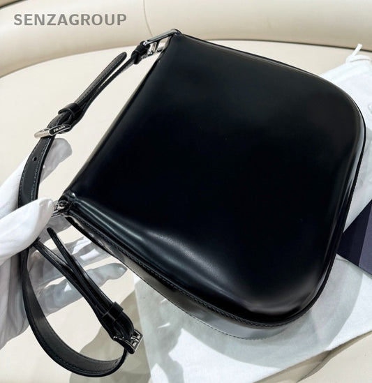 Prada cleo MM Shoulder Crossbody Underarm Bag Black Silver Women Brand New