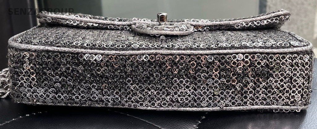 Chanel Classic Flap Chain Shoulder Bag Paillette Silver Women Designer