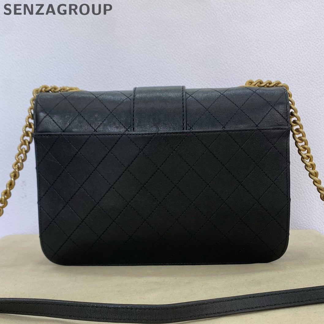 Chanel Bombay Series Messenger Chain Shoulder Crossbody Bag Black Gold