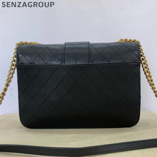 Chanel Bombay Series Messenger Chain Shoulder Crossbody Bag Black Gold