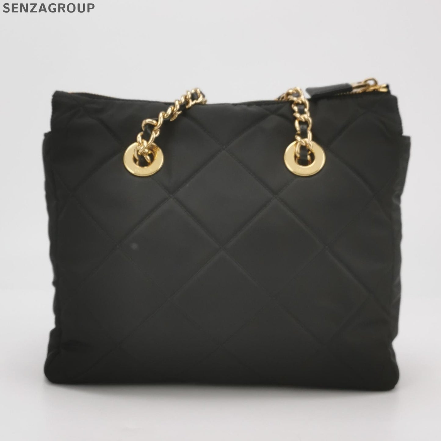 Prada Black Gold Parachute Chain Shoulder Bag Classic Women