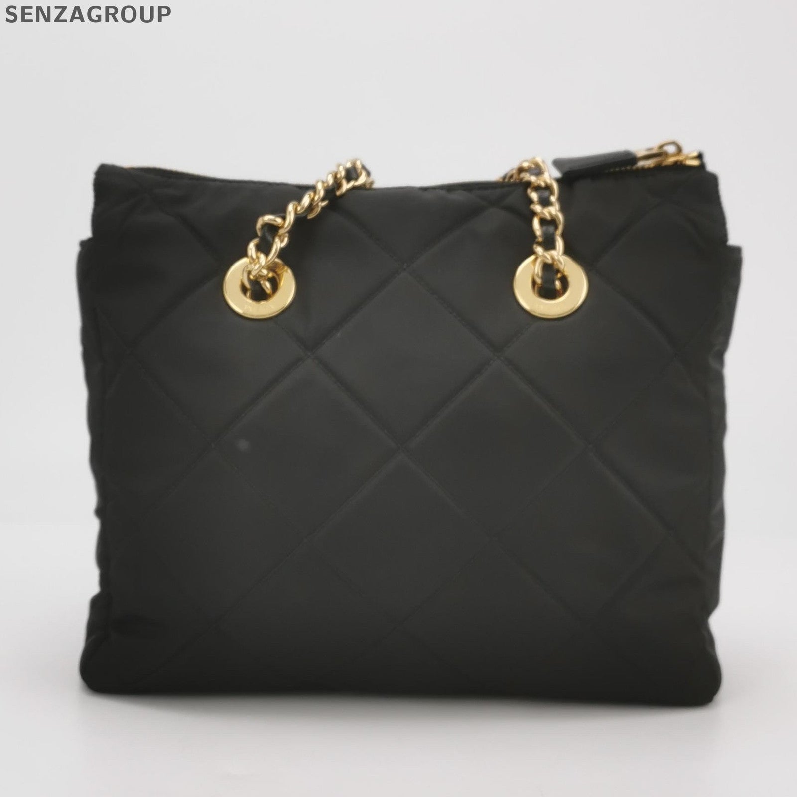 Prada Black Gold Parachute Chain Shoulder Bag Classic Women