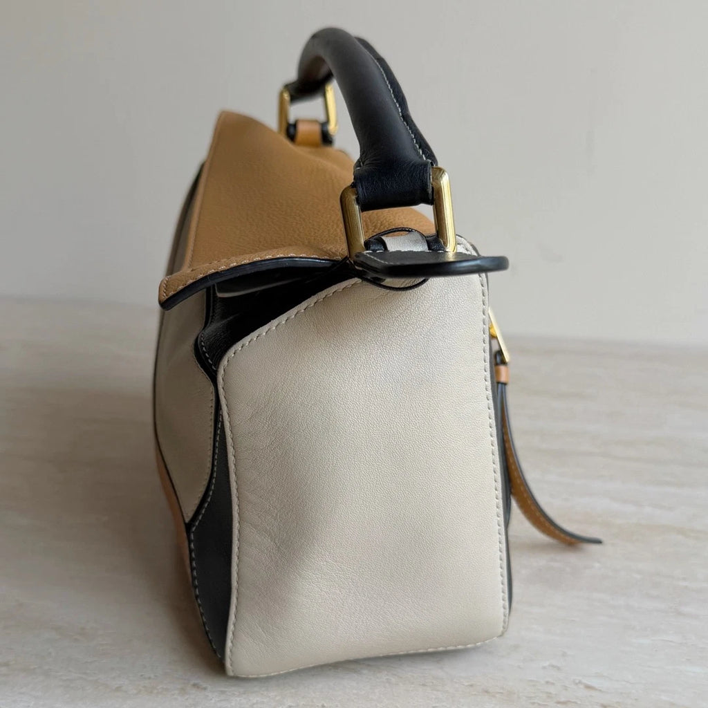 Loewe Puzzle PM 2Way Handbag Crossbody in Brown Leather Gold Hardware