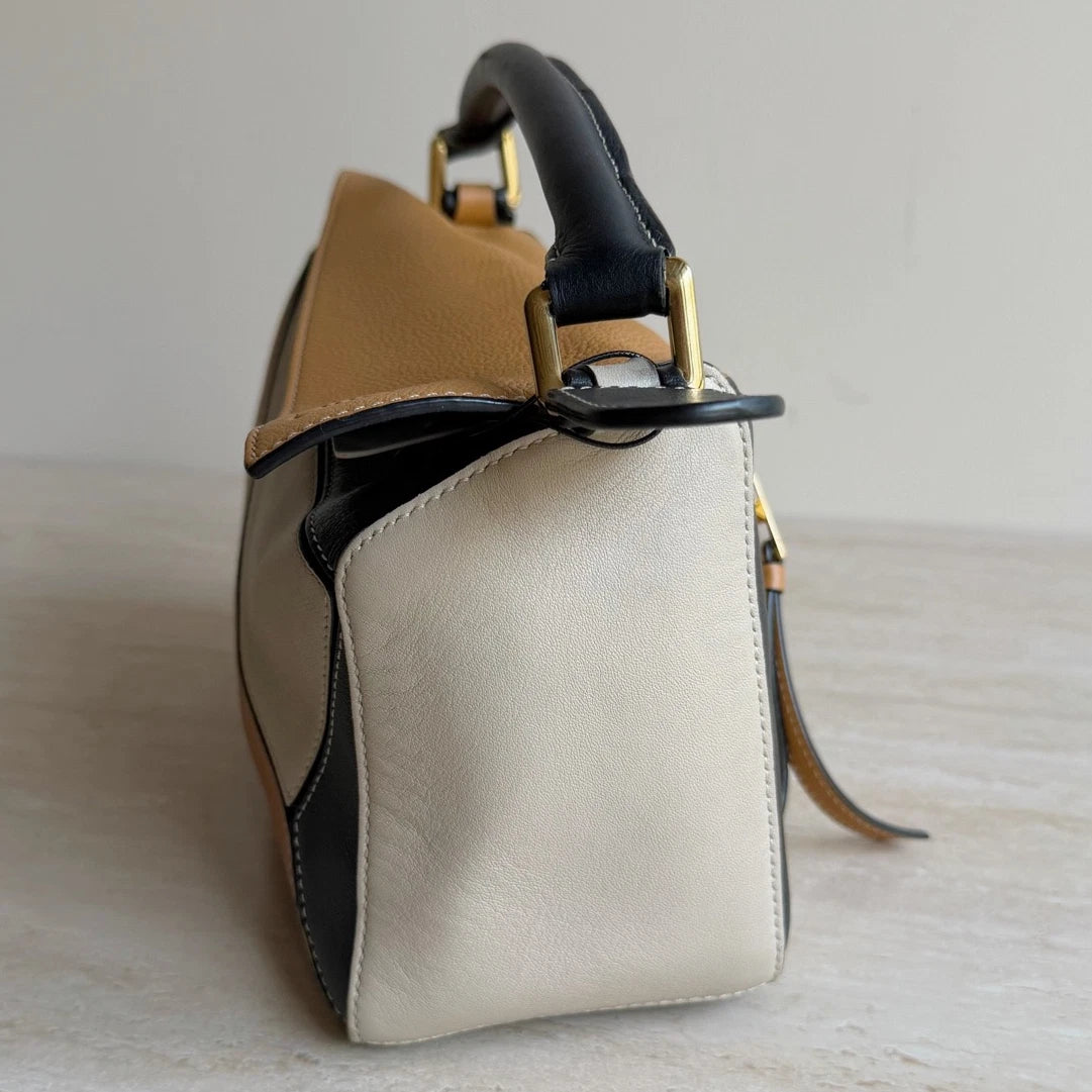 Loewe Puzzle PM 2Way Handbag Crossbody in Brown Leather Gold Hardware
