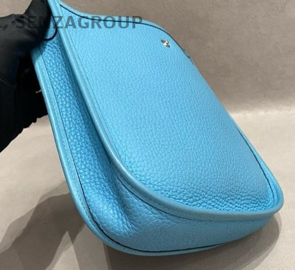 HERMES Evelyne Mini Shoulder Bag Crossbody Blue Used Women Classic Designer