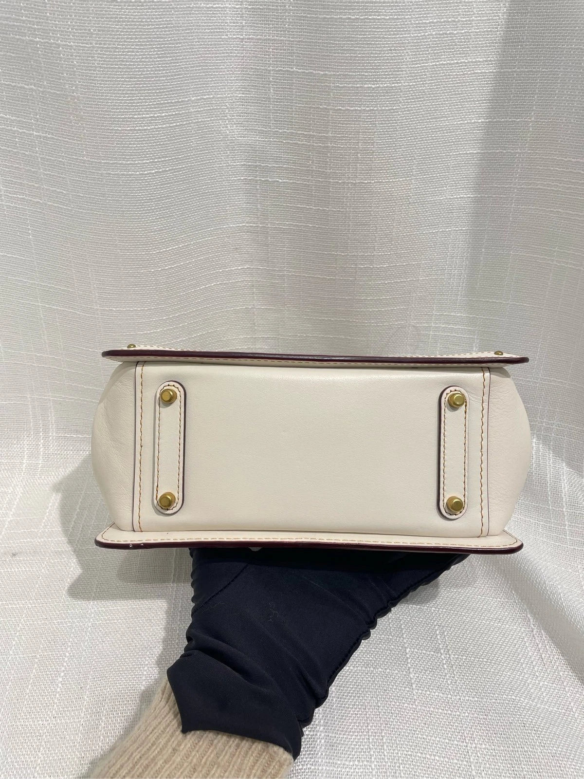 Coach Brown Beige Logo Print Top Handle Crossbody For Women