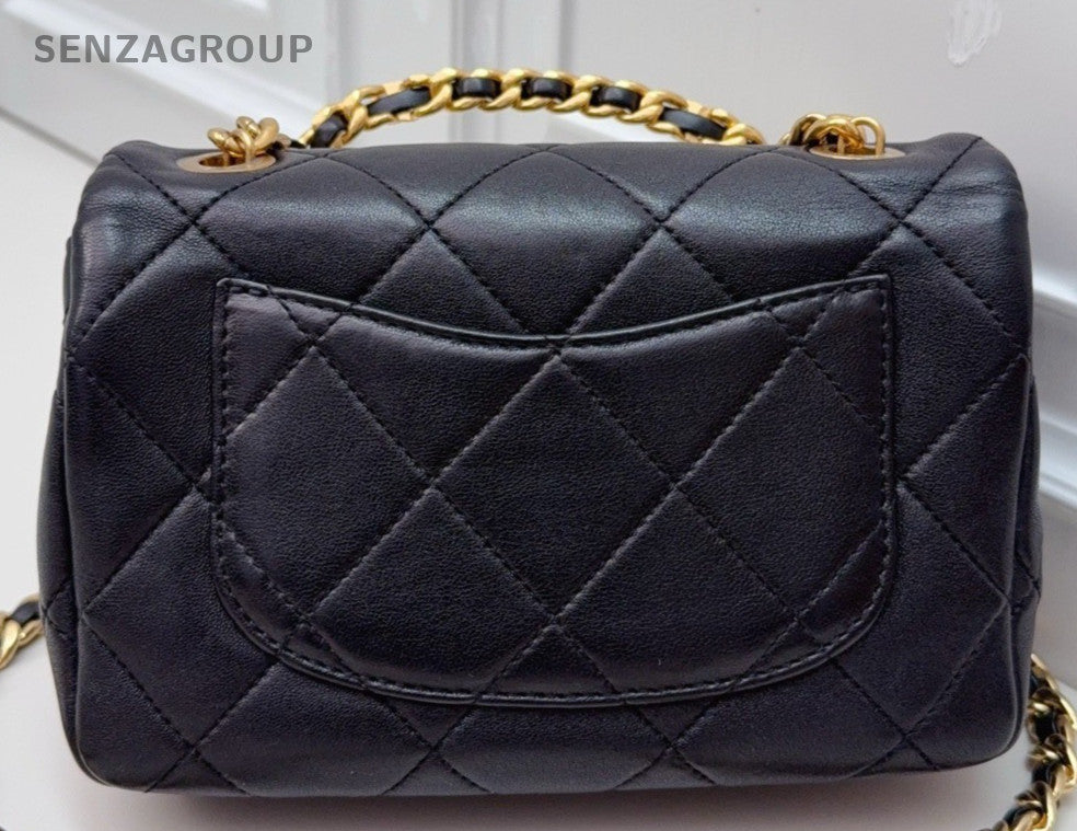 Chanel Chain 2Way Shoulder Bag Crossbody Black Gold Women Classic Designer
