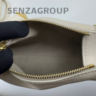 Louis Vuitton Side Calfskin Soft Box Crossbody Shoulder Bag Small White Gold