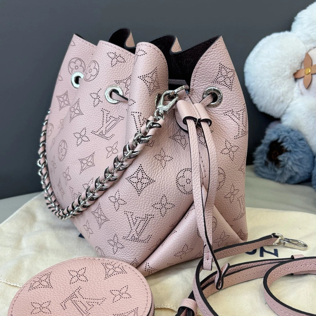 Louis Vuitton Bella Monogram Bucket Chain Shoulder Crossbody Pink Silver