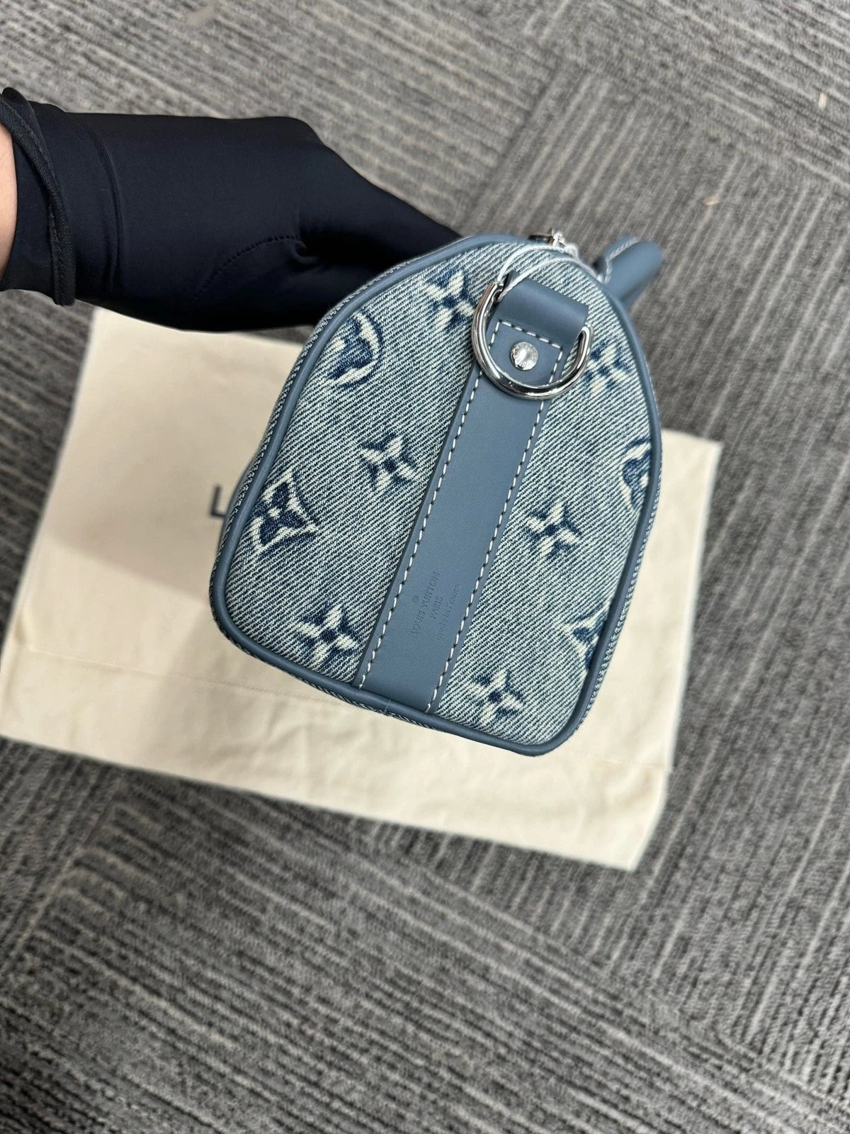 Louis Vuitton Keepall 25 Denim Logo Handbag For Women