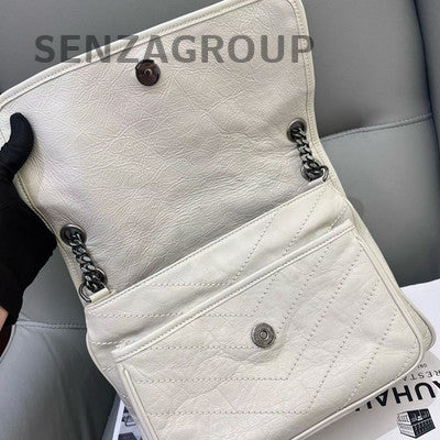 Saint Laurent Niki Medium Chain Shoulder Bag in White - Classic Women's Fashion