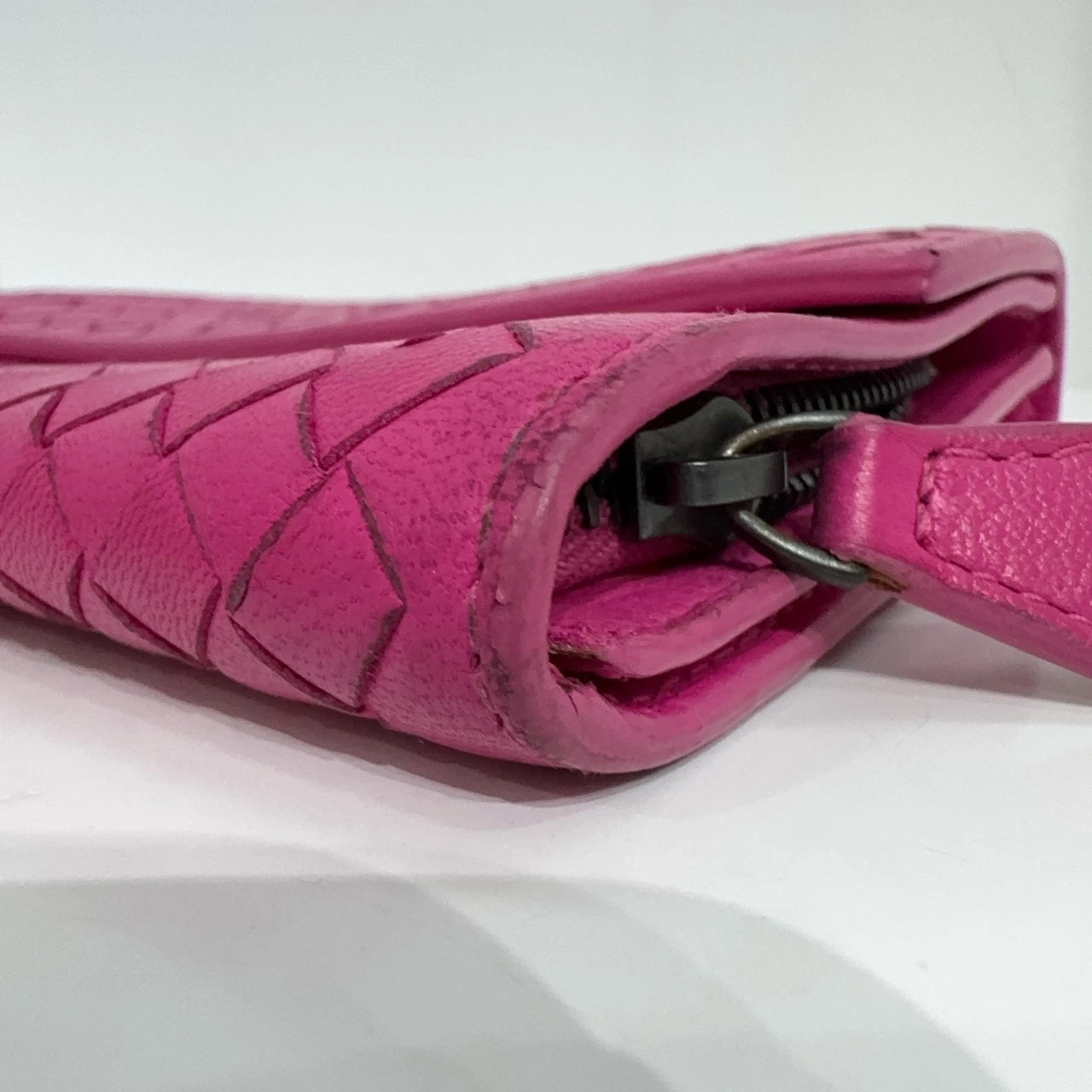 Bottega Veneta Woven Lambskin Snap Flap Long Wallet For Women Pink