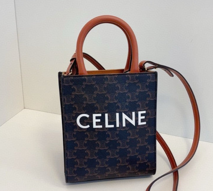 Celine Triomphe Tote Mini Top Handle Shoulder Crossbody Black Women Classic