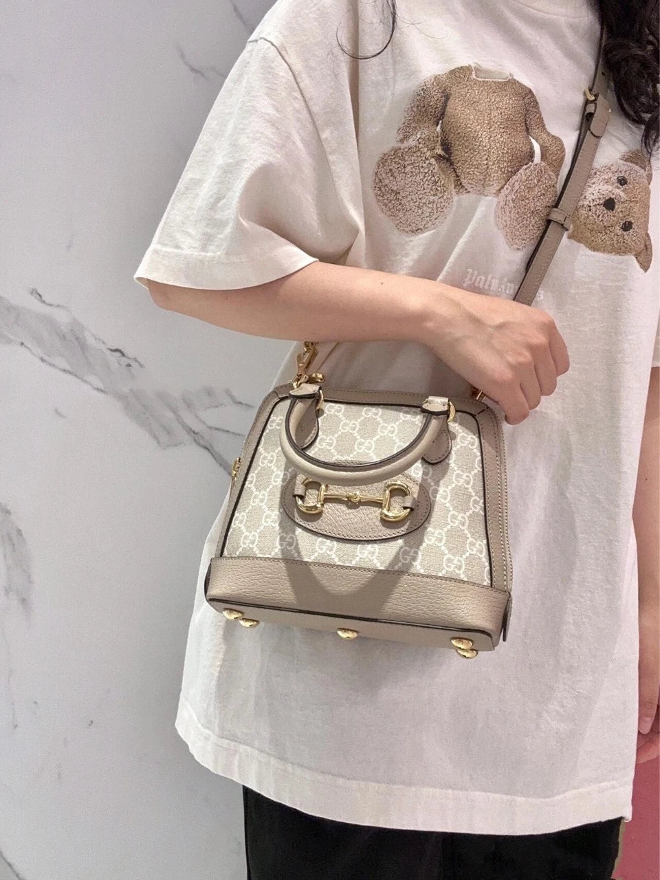 GUCCI 1955 Monogram Canvas Mini Shell Crossbody For Women