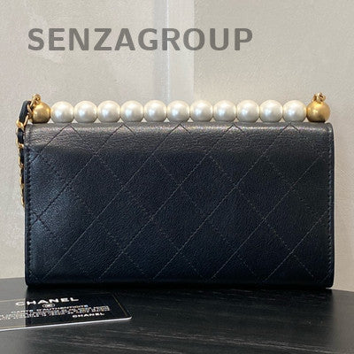 Chanel Black Gold Pearl WOC Chain Crossbody Bag - Classic Women's Fashion