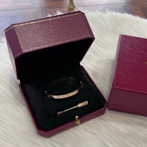 Excellent Cartier Love Classic 6.1mm Bracelet Rose Gold Double Screw Size18