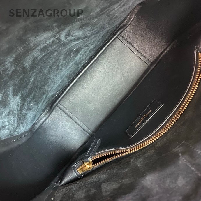 Saint Laurent Hobo PM Handbag Shoulder Bag Black Gold Women Classic Fashion