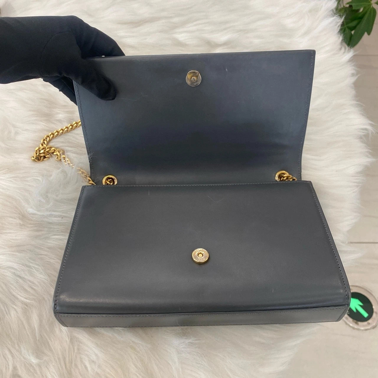 YSL Saint Laurent Kate Tassel Chain Shoulder Crossbody Bag Black Gold