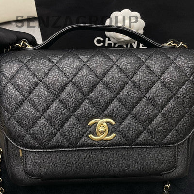 Chanel Black Calfskin Gold Hardware Messenger Bag Large Chain Shoulder Bag