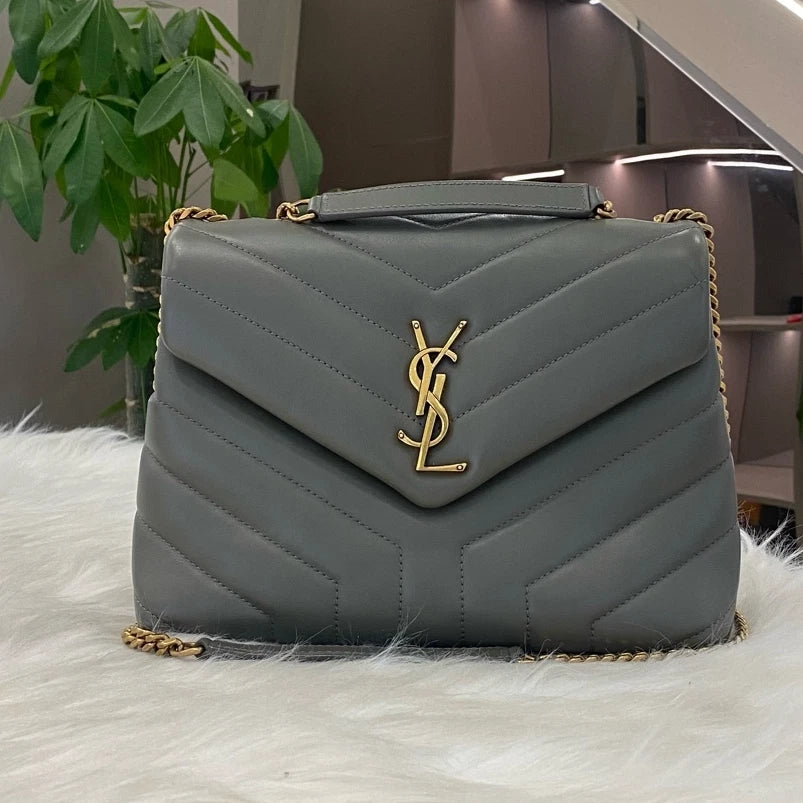 Saint Laurent YSL Classic Gray Gold Chain Shoulder Crossbody Bag