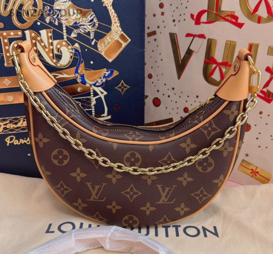 Louis Vuitton Hobo Bag Monogram Chain Shoulder Bag Crossbody Brown Gold Women