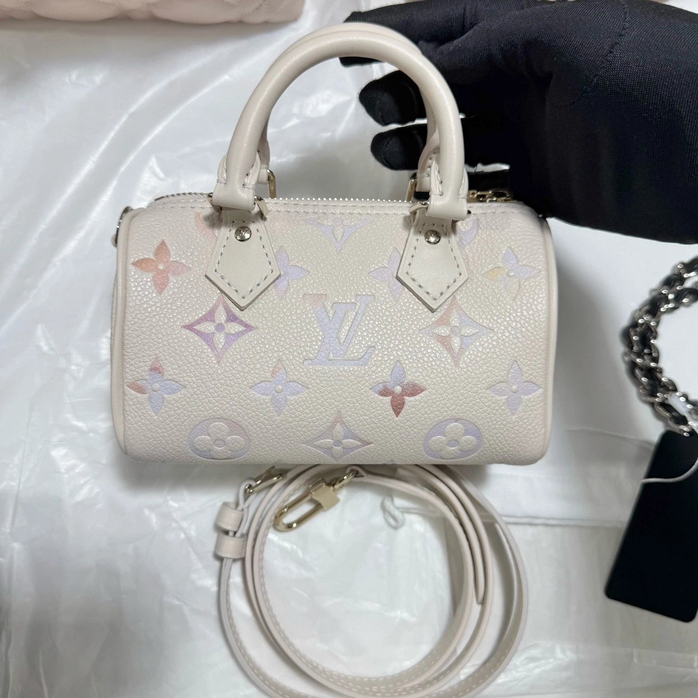 Louis Vuitton Canvas Speedy Nano Gradient Purple Handbag Excellent