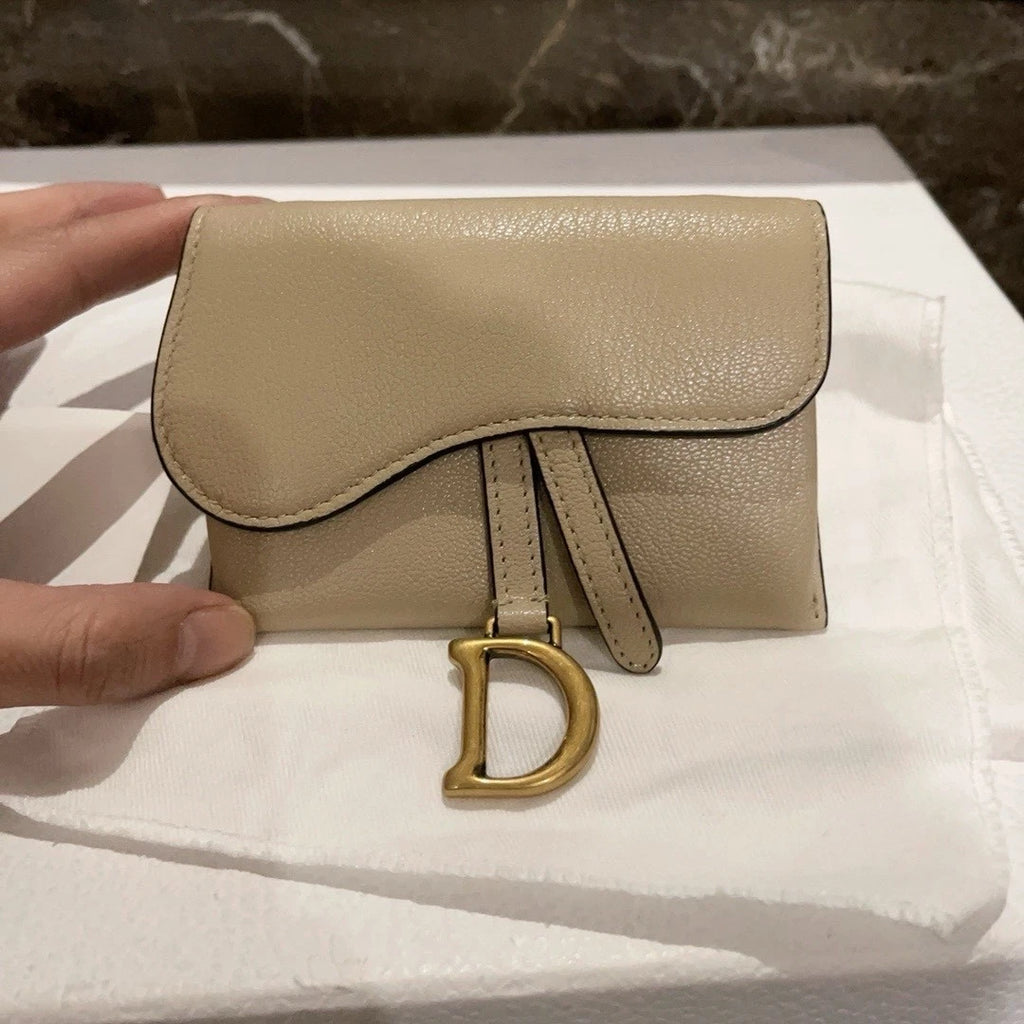 Dior Saddle Beige Chain Bag Wallet Excellent