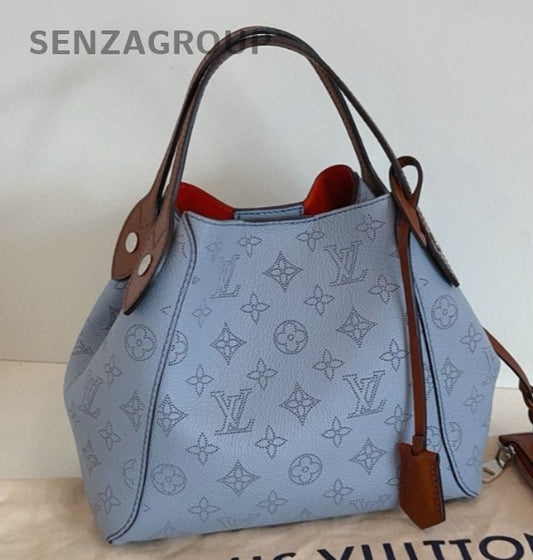 Louis Vuitton Hina PM Monogram Tote Top Handle Bag Crossbody Blue Silver Women