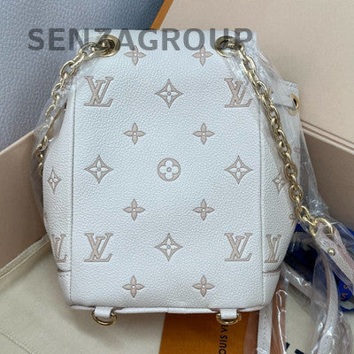 Louis Vuitton Nano Noe Backpack Monogram Calfskin Women Beige Gold