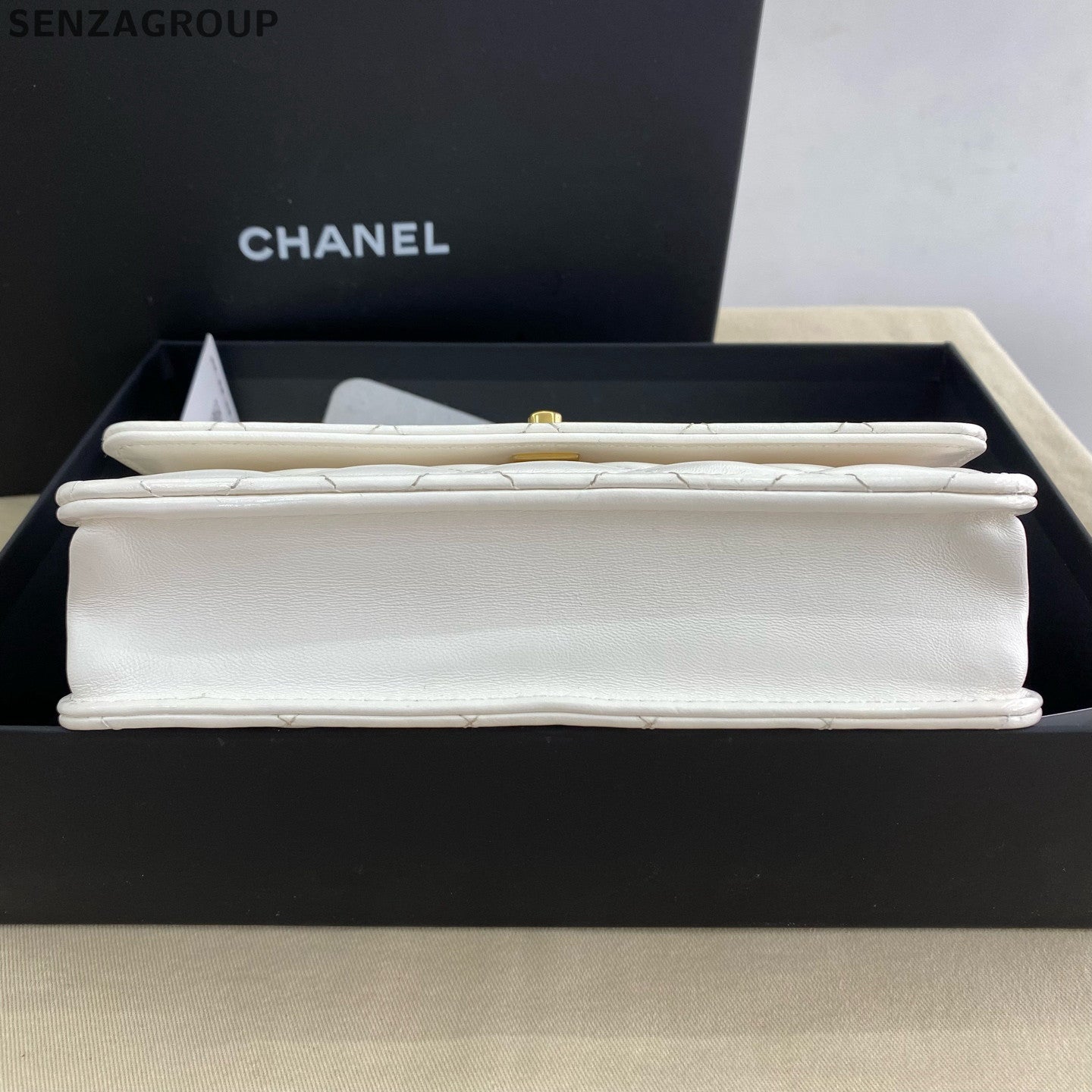 Chanel WOC Quilted Chain Shoulder Bag in White Gold - Classic Women's